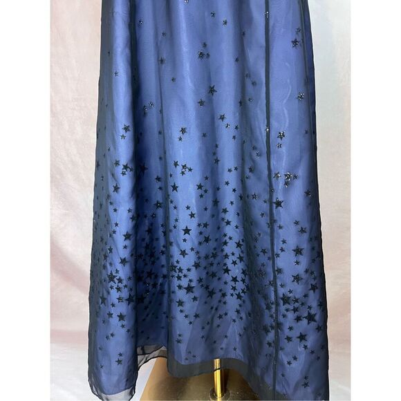 Vintage Celestial 90s Morgan & Co Formal Dress Blue Mesh Stars Whimsigoth Prom - Picture 4 of 11